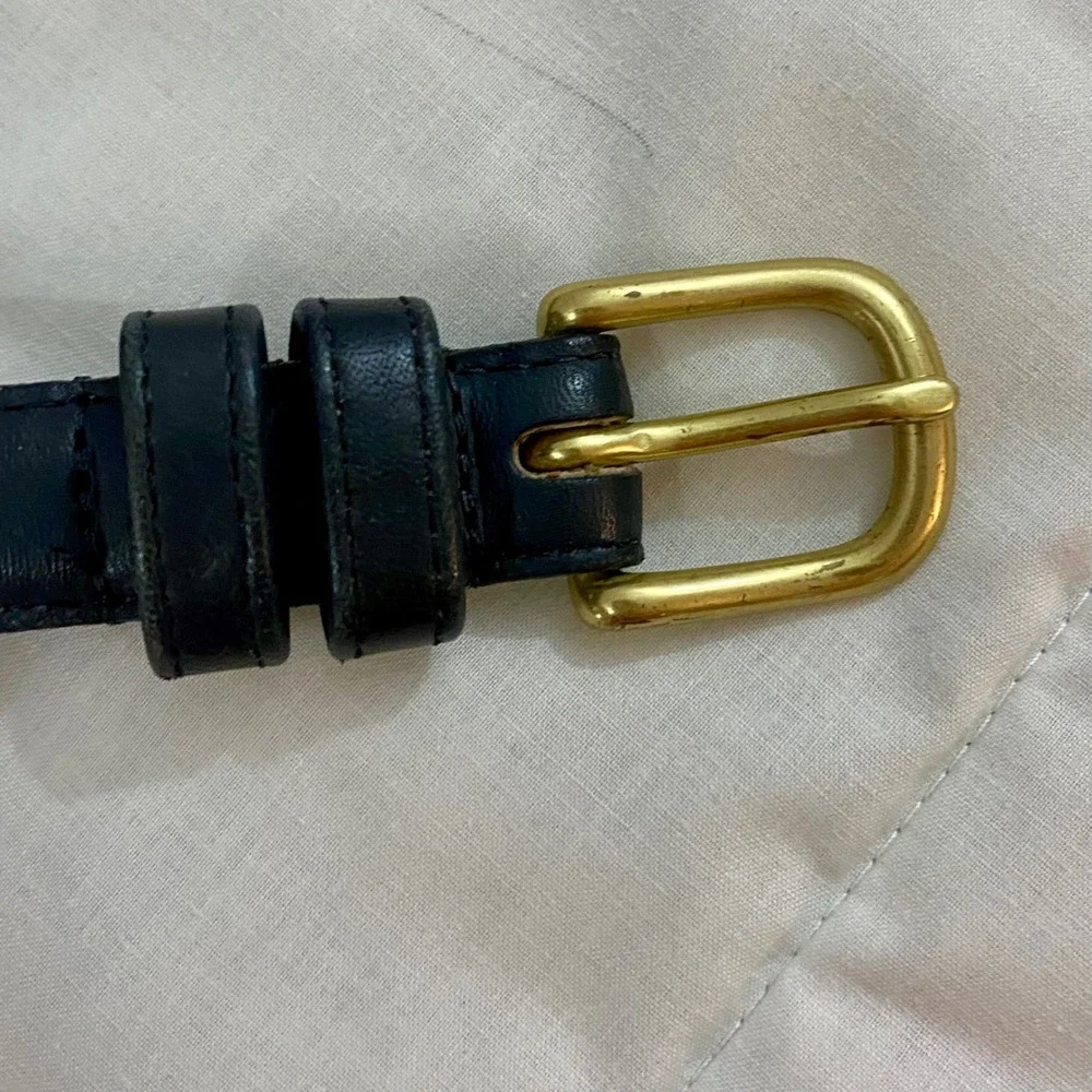 Coach 2800 Skinny Belt Women Small Navy Glove Tanned Leather Solid Brass USA